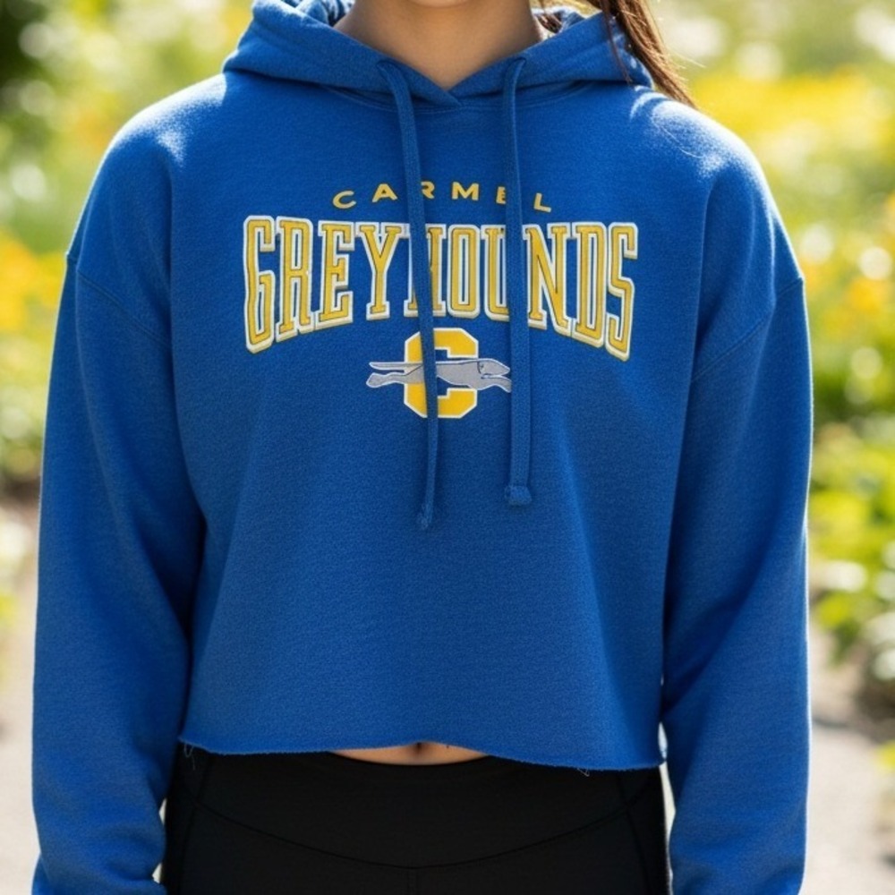PEL Athletic Carmel Greyhounds Cropped Hoodie Sweatshirt Blue Womens Size‎ M